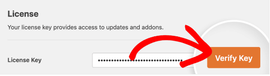 WPForms verify license key