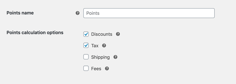 points name and Points calculation option