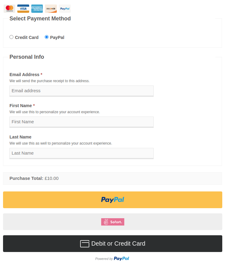 Checkout Page With PayPal Option Demo