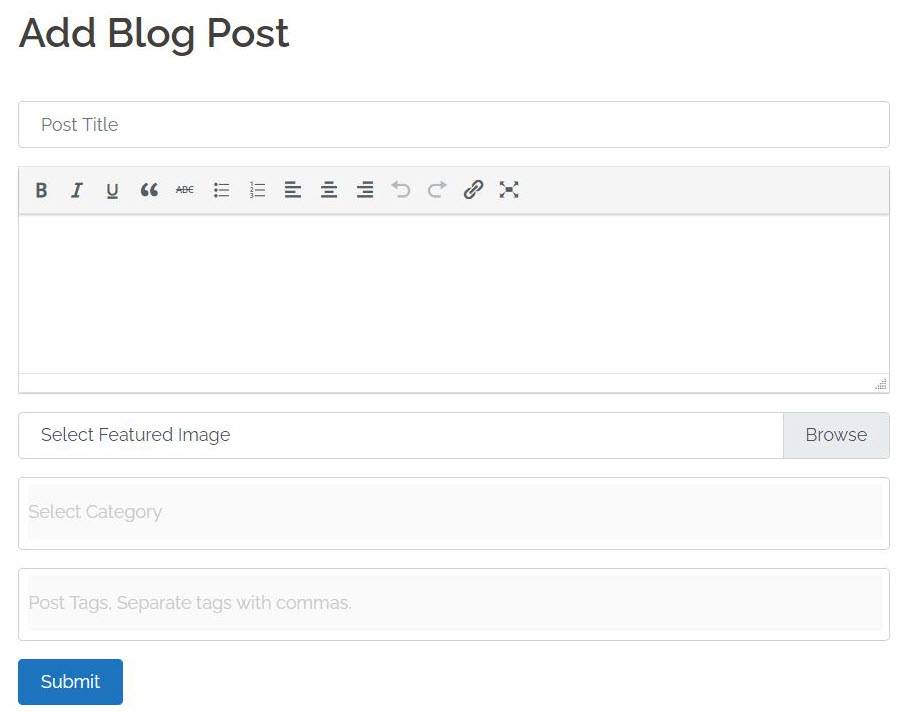 Easy to add front end blog post submission form