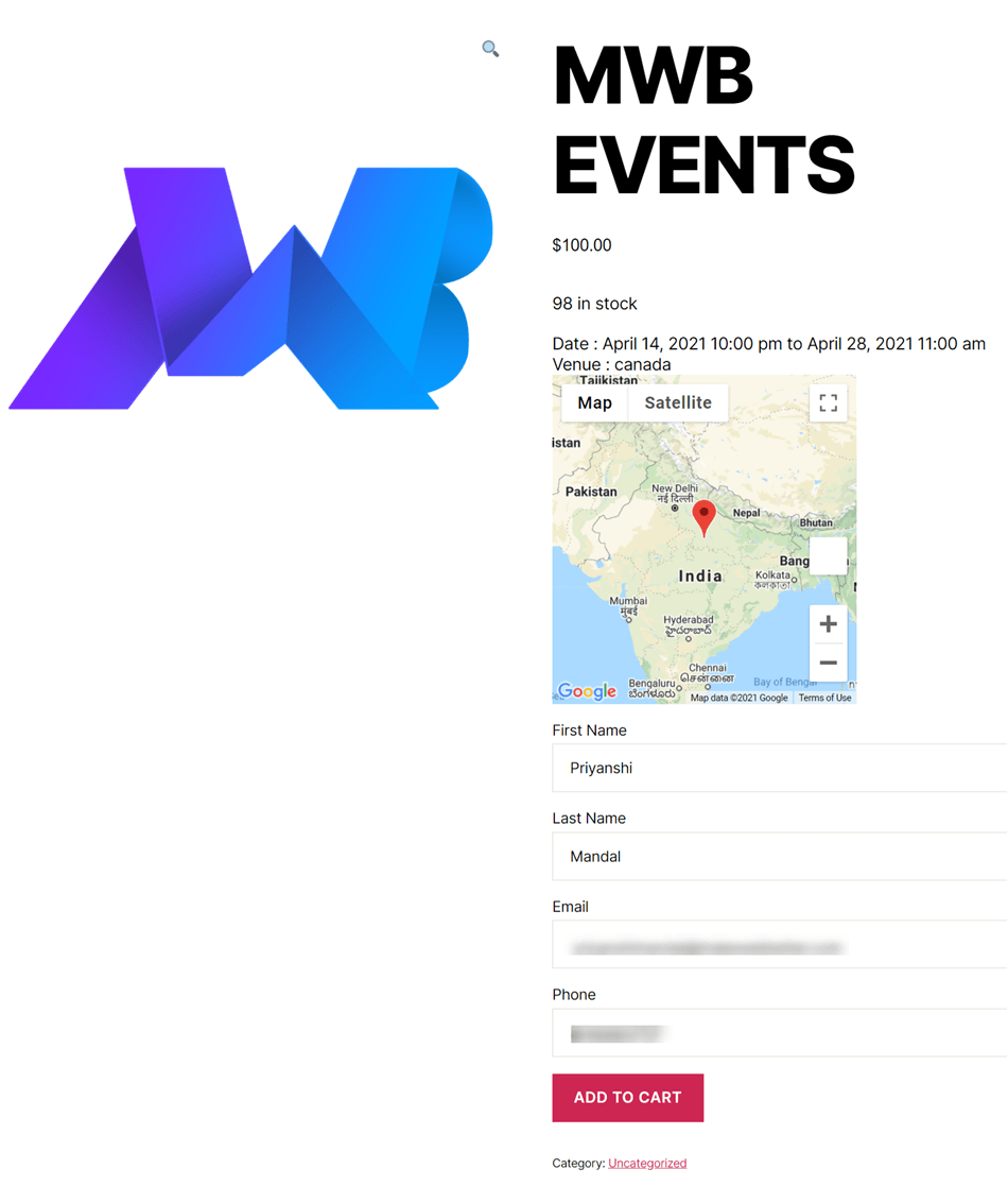 Event Details And Add To Cart Demo