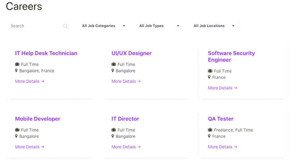 Job Listing Grid View Demo