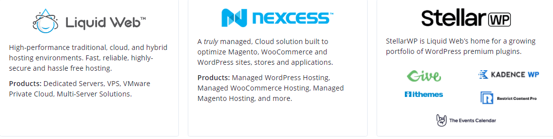 Liquid web sister brand nexcess and stellar wp