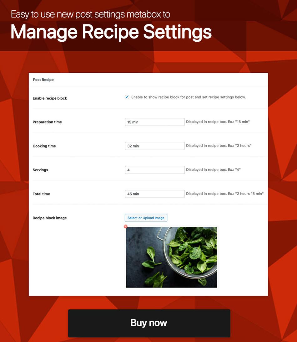 Manage Recipe Setting With Our Easy To Use Metabox Post Setting