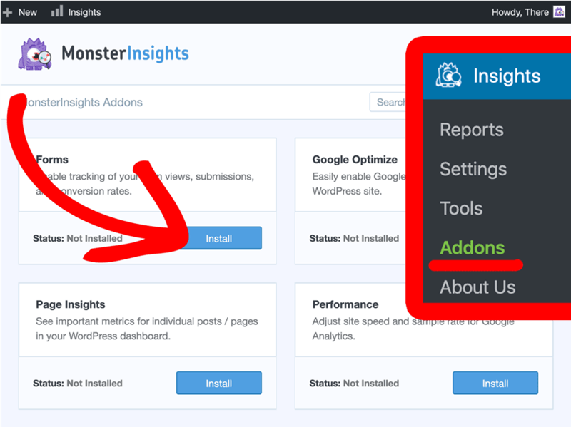 MonsterInsight install form addons