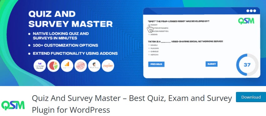 Quiz And Survey Master – Best Quiz, Exam and Survey Plugin for WordPress