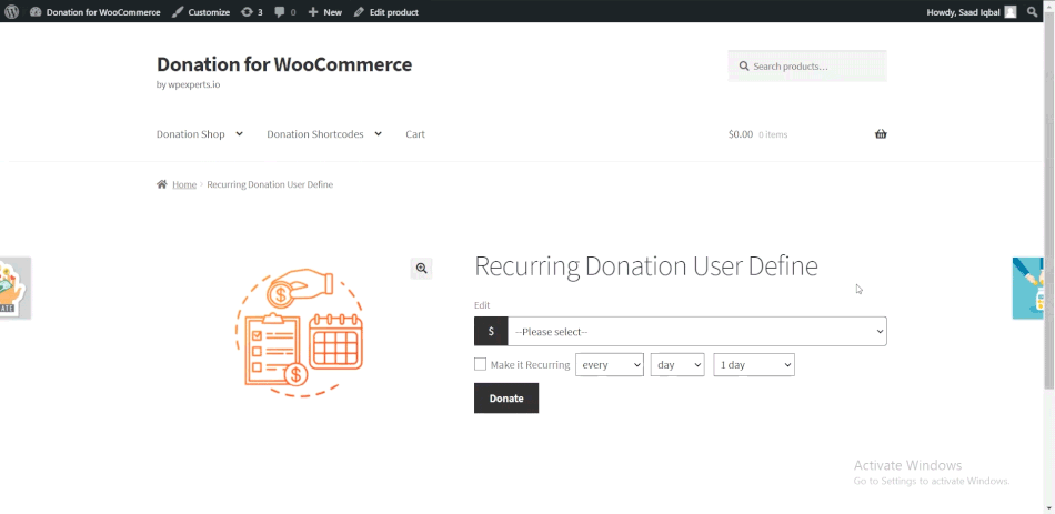 Recurring Donation User Define Demo