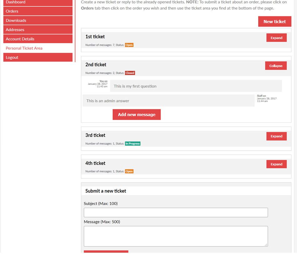 Support Ticket System Dashboard