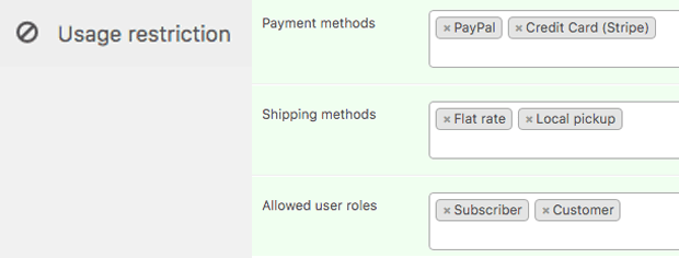 Usage Restrictions In Advance Coupon Setting