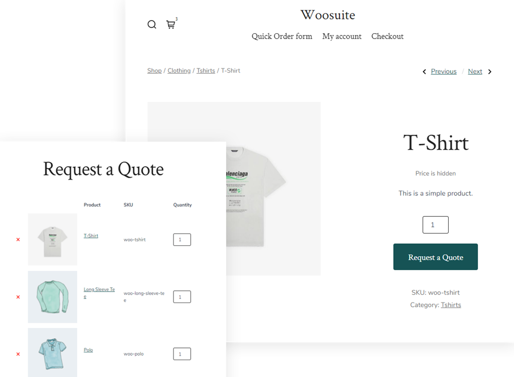WooSuite WooCommerce Request a Quote Screenshot