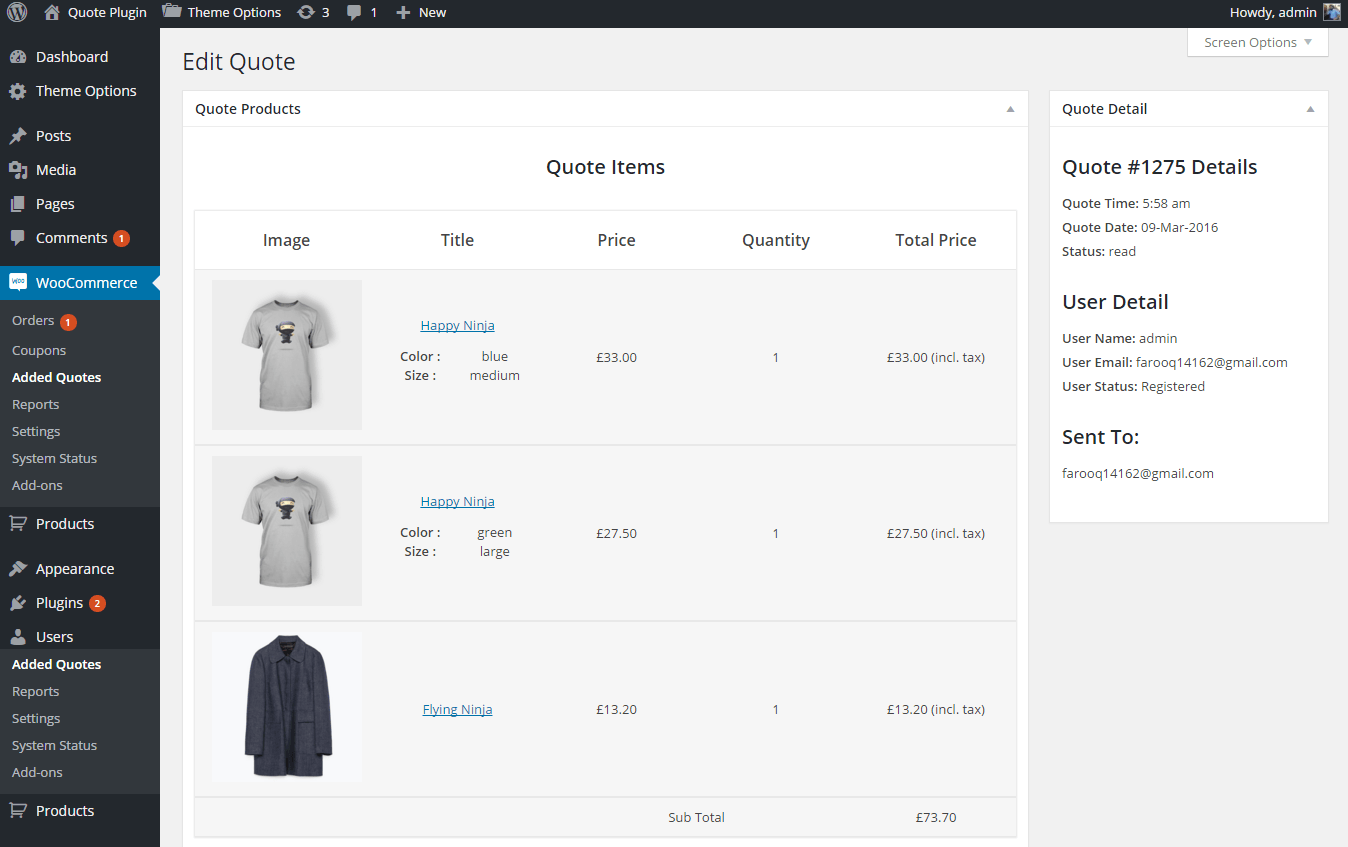 Woocommerce Edit Quote Setting