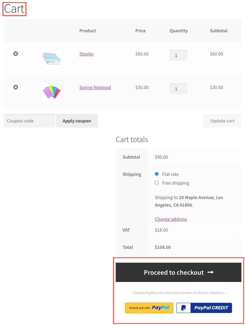 Cart Page View With PayPal Paypal Express Checkout View