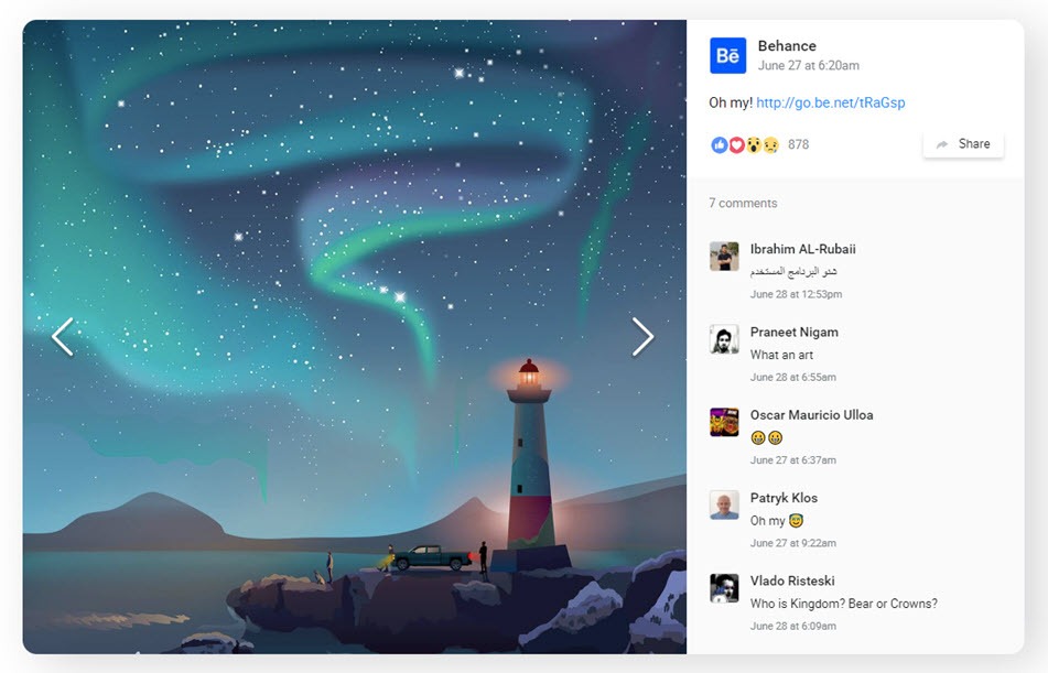 Facebook feed Popup screenshot