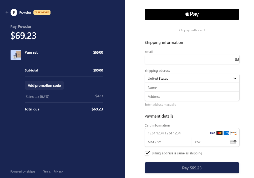 membership site stripe apple pay checkout process