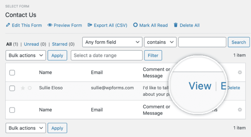 monsterinsight select form click on view button