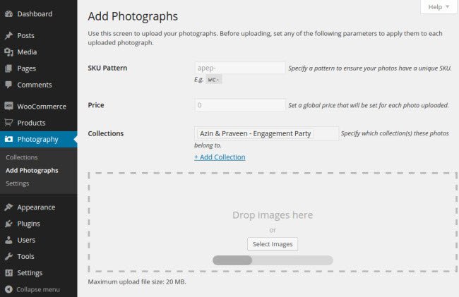 photography batch upload Setting