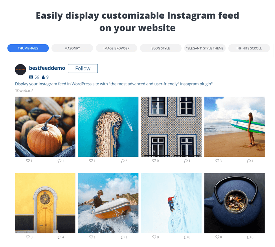 10 web social photo feed for instagram thumbnail layout