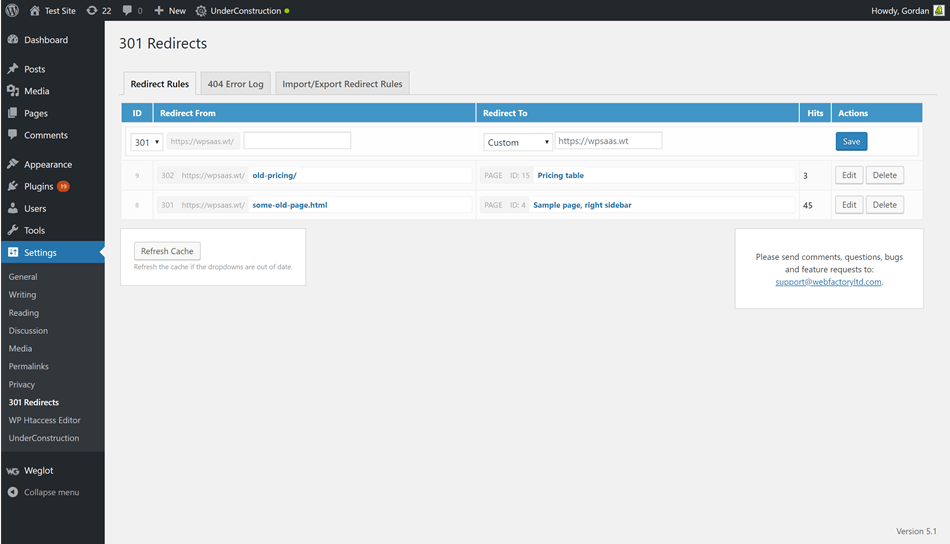 301 redirects easy redirect manager admin area