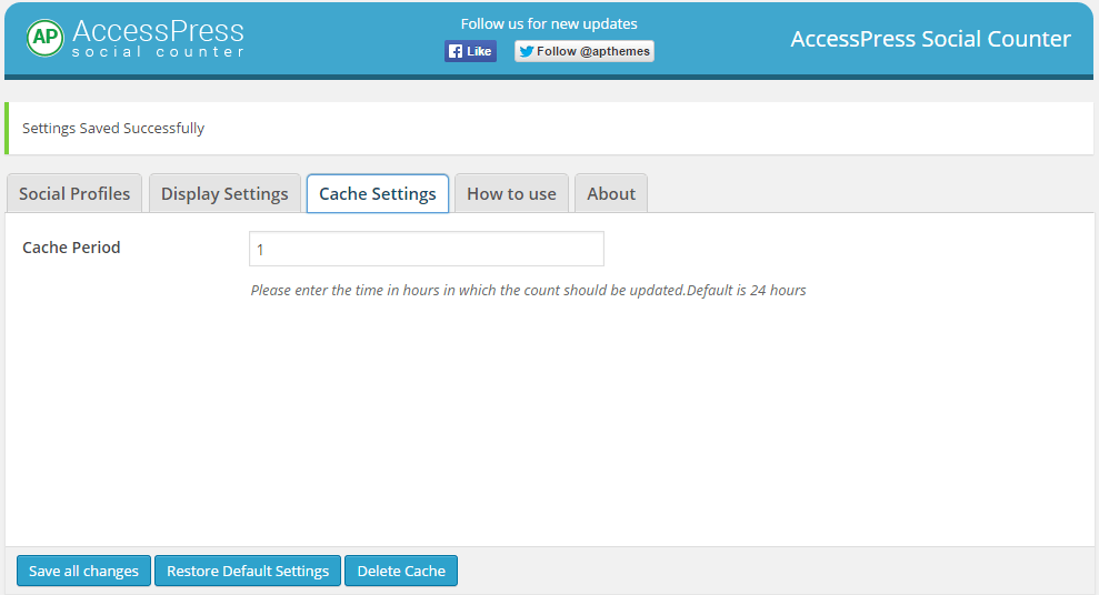 AccessPress social counter plugin frontend display of social counts