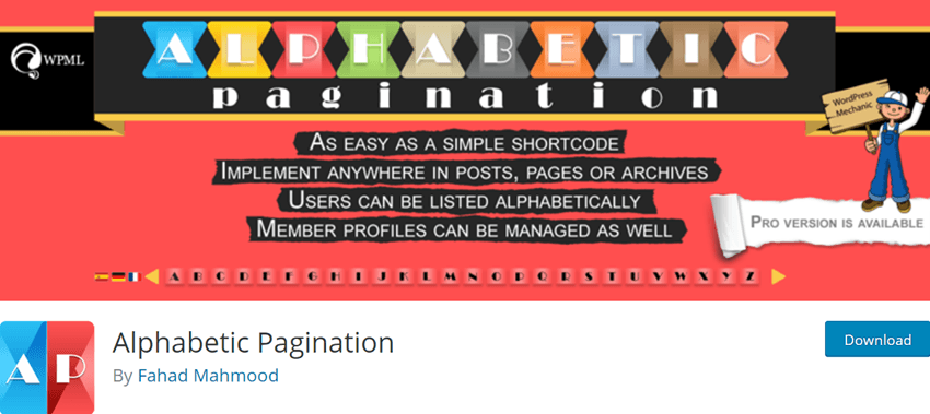 Alphabetic Pagination