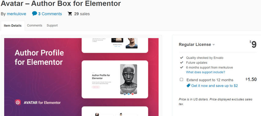 Avatar – Author Box for Elementor