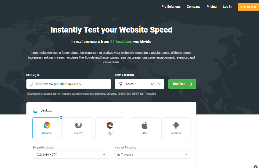 Dotcom tools website speed test check web performance
