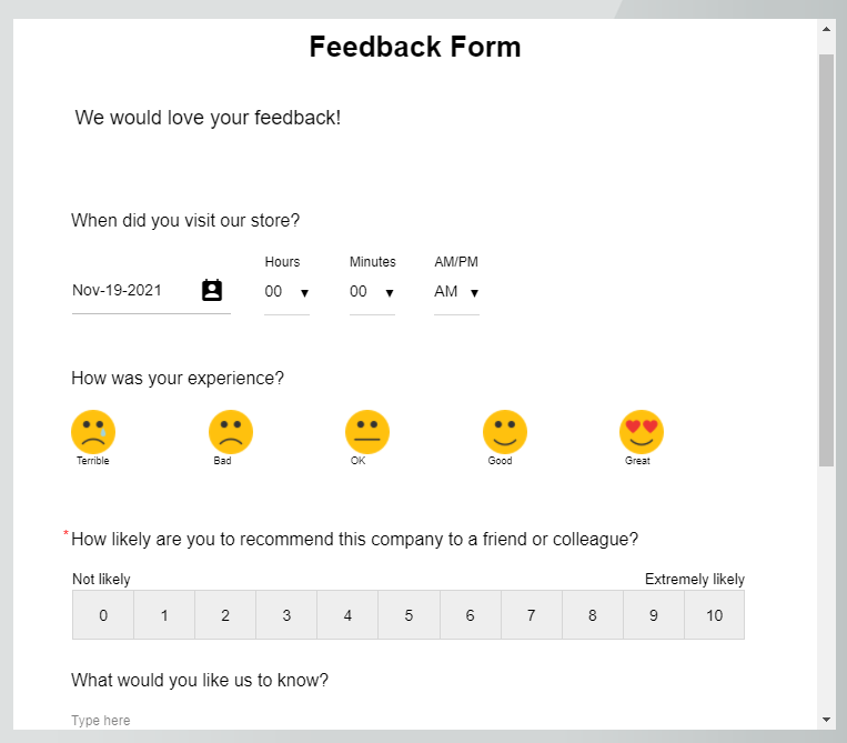 FeedBack Survey Form Google Alternatives