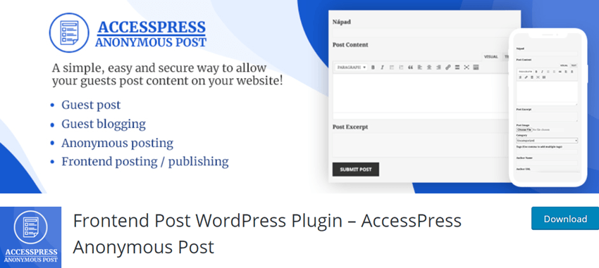 Frontend Post WordPress Plugin – AccessPress Anonymous Post