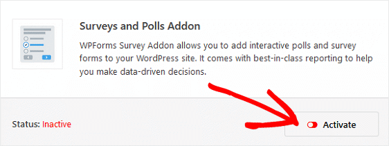 Install and activate surveys and polls addon