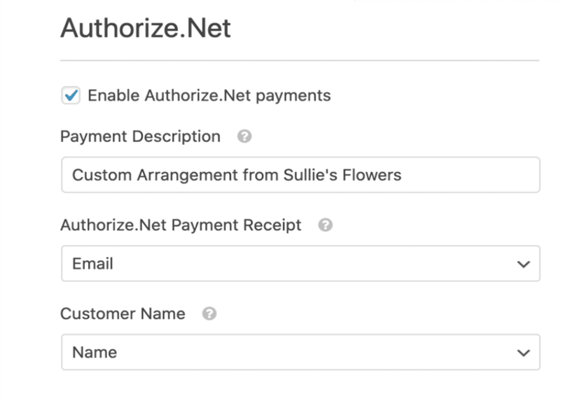 Payment Settings for Authorize.net