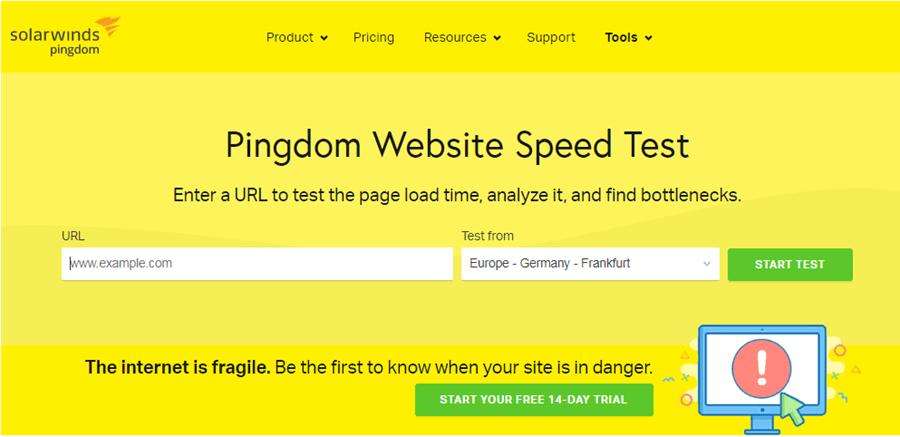 Pingdom tools website speed tests