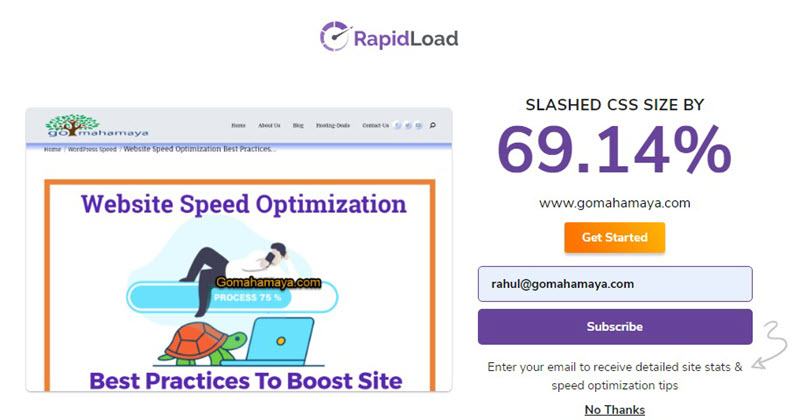 RapidLoad Unused CSS removal result