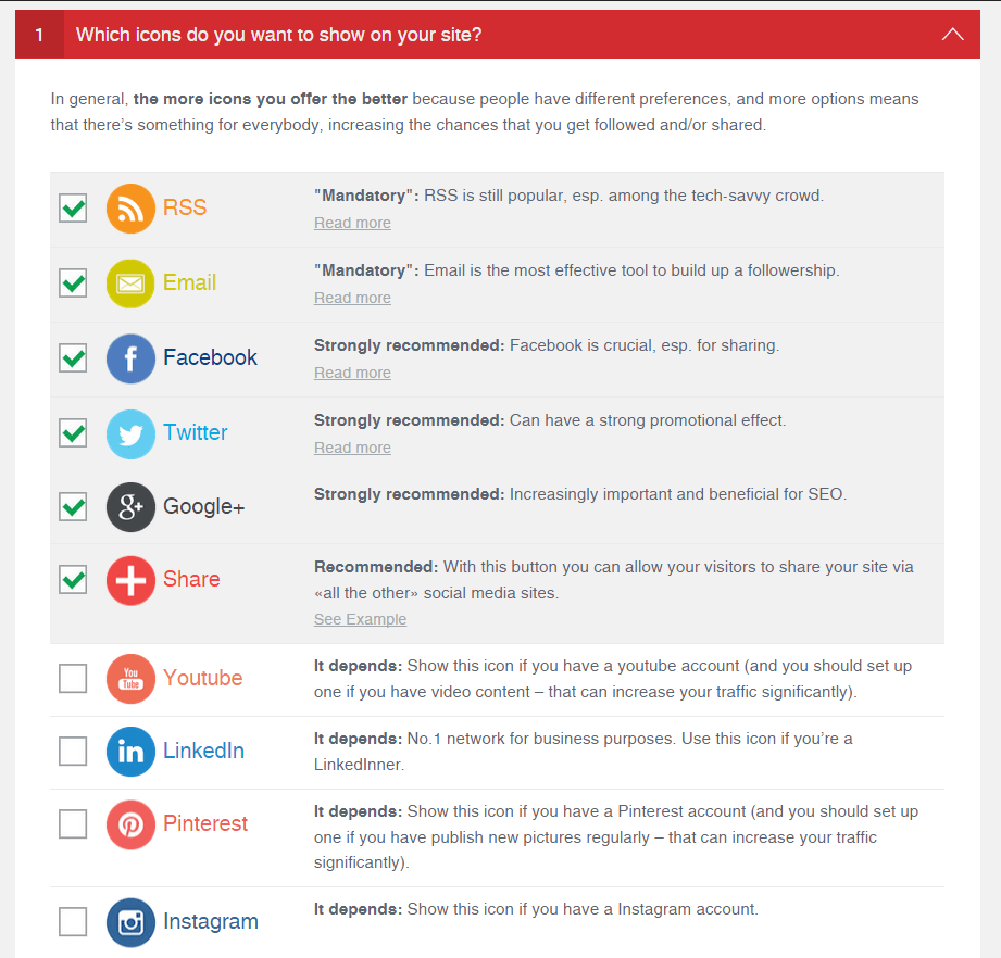 Social Share Icons & Social Share Buttons WordPress plugin select icons for your website