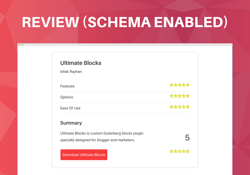 Ultimate blocks Gutenberg blocks plugin review block schema enabled