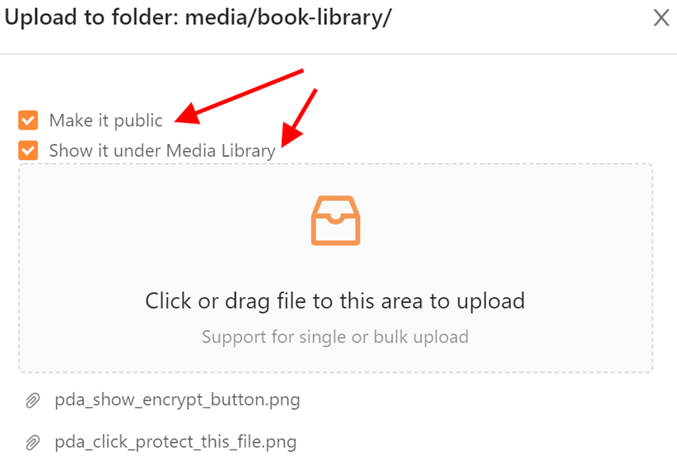 Upload To Media Folder drag & Drop Media