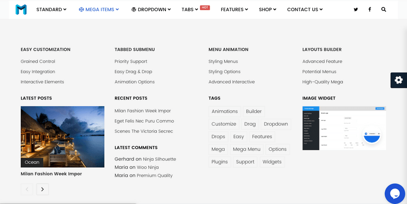 WP Mega Menu WordPress Plugin Mega items demo