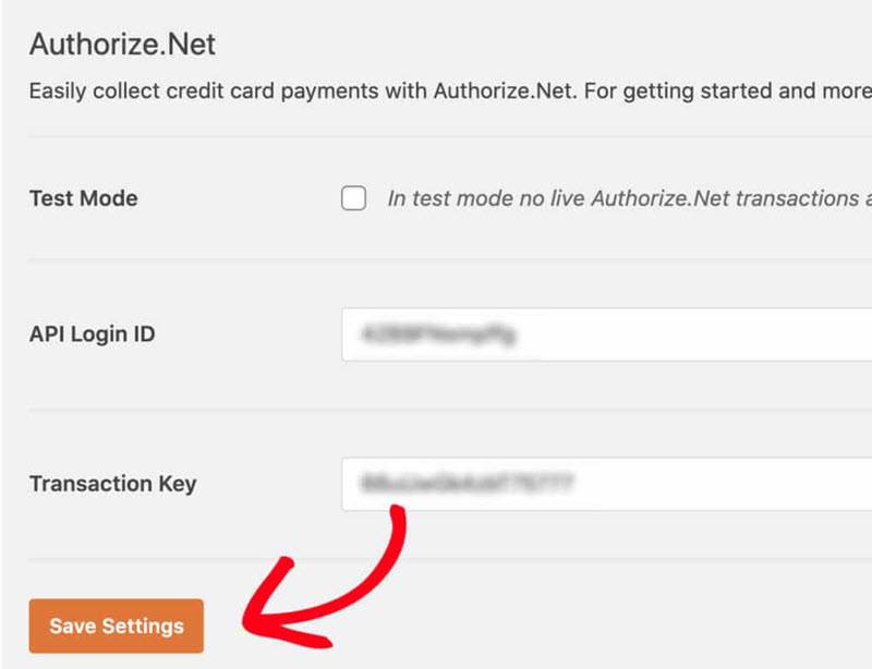 WPForms Authorize Net Test Transaction Key