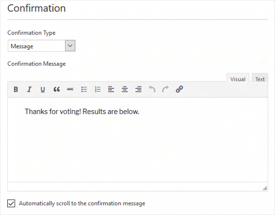 WPForms customize conformation message