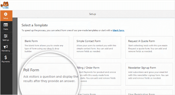 WPForms select poll form template