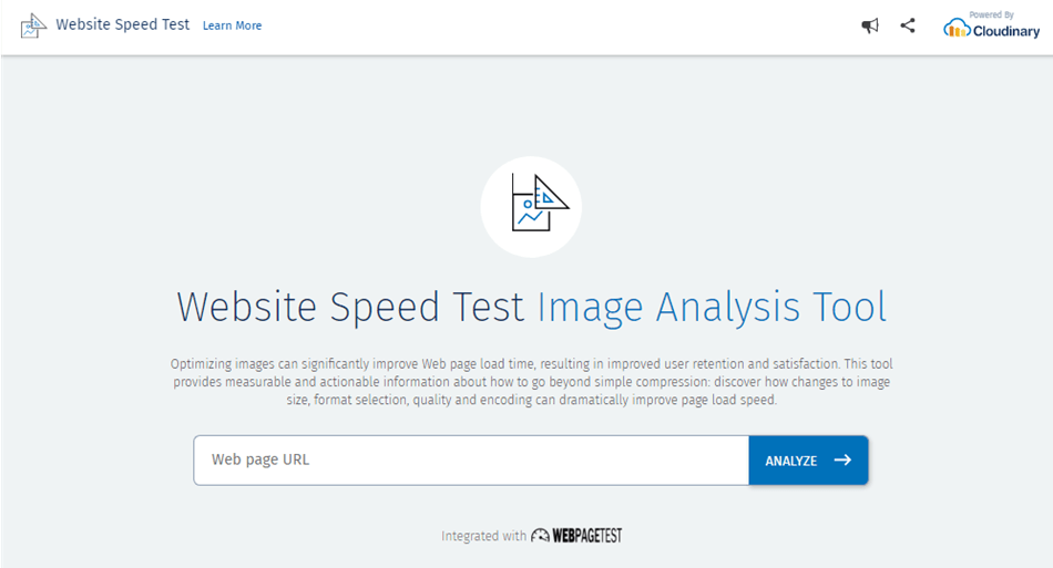 Website Speed Test Image Analysis Tool by Cloudinary