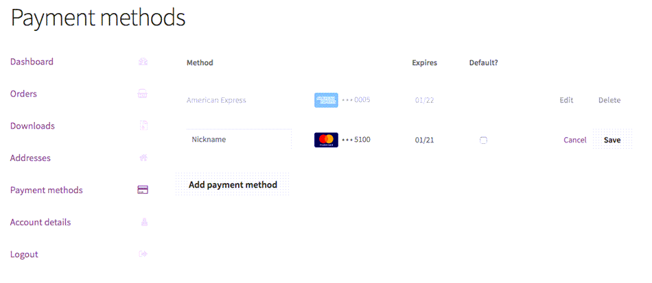 WooCommerce Add Payment method