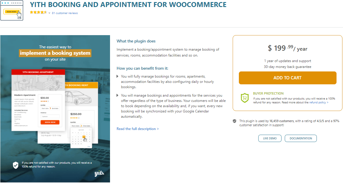 YITH BOOKING AND APPOINTMENT FOR WOOCOMMERCE