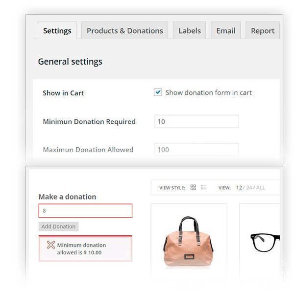 YITH donations for WooCommerce general settings
