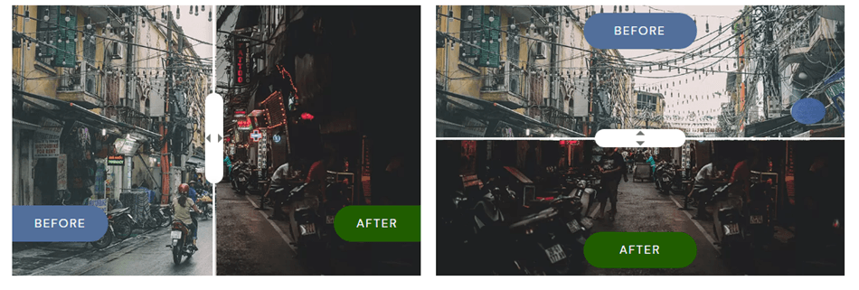 before and after slider image preview