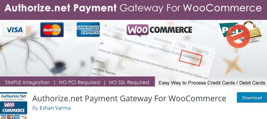Authorize.net Payment Gateway For WooCommerce By Eshan varma