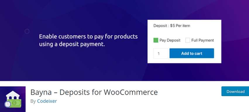 Bayna – Deposits for WooCommerce