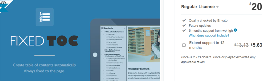 Fixed TOC - table of contents for WordPress(wp) plugin
