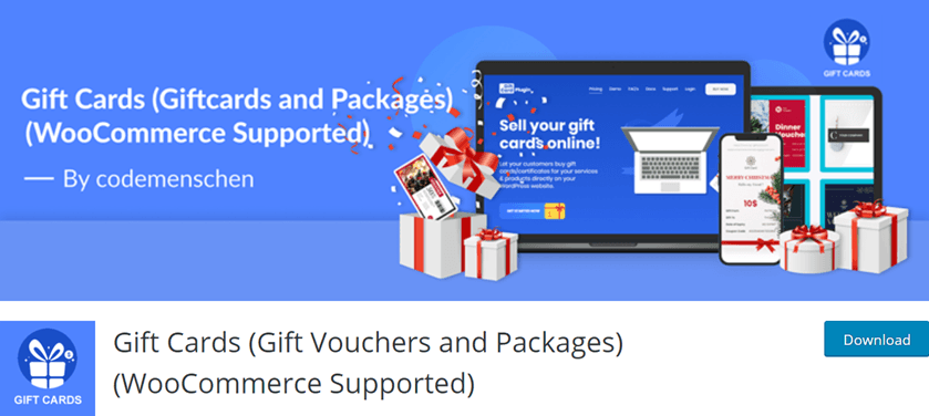 Gift Cards (Gift Vouchers and Packages) (WooCommerce Supported)