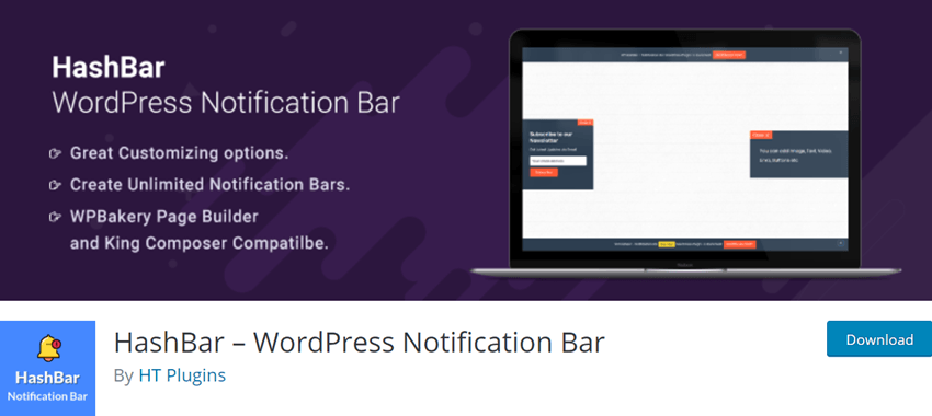 HashBar – WordPress Notification Bar