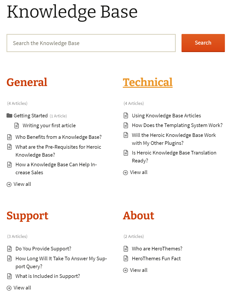 Knowledge Base Page Example